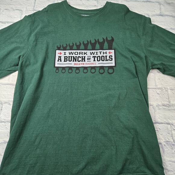 Work with a Bunch of Tools Duluth Trading Dark Green Relaxed Longtail T sz Large - Picture 3 of 7